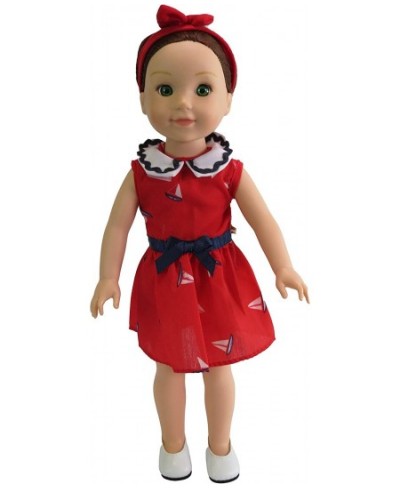 Red White and Blue Nautical Dress Made for 14 inch Dolls Compatible with Wellie Wishers $16.86 - Doll Accessories