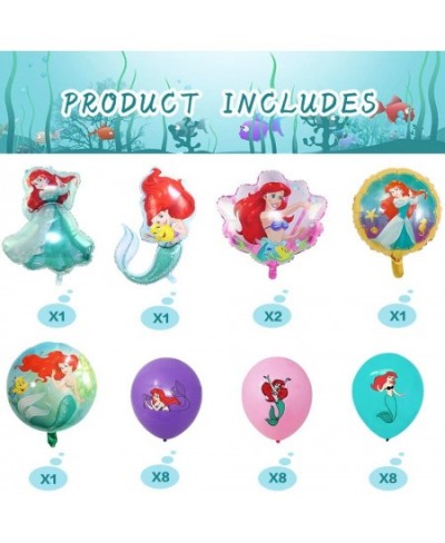 30pcs Little Mermaid Ariel Birthday Party Decorations Mermaid Foil Balloons Latex Balloon for Princess Mermaid Theme Party De...