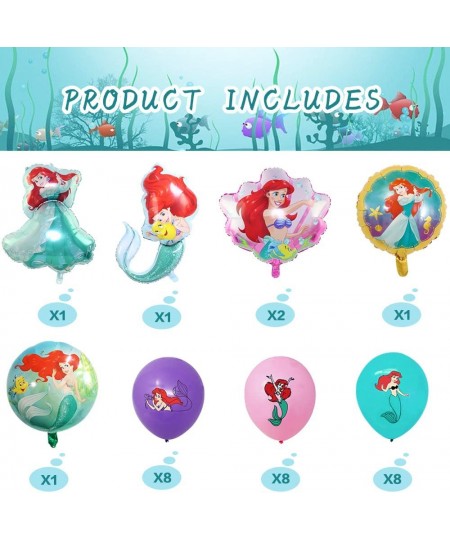 30pcs Little Mermaid Ariel Birthday Party Decorations Mermaid Foil Balloons Latex Balloon for Princess Mermaid Theme Party De...