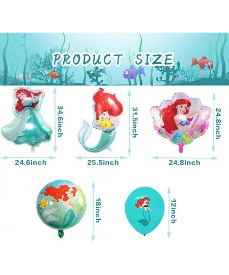 30pcs Little Mermaid Ariel Birthday Party Decorations Mermaid Foil Balloons Latex Balloon for Princess Mermaid Theme Party De...