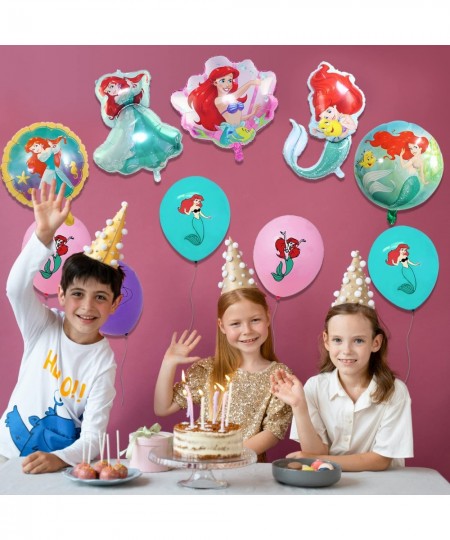 30pcs Little Mermaid Ariel Birthday Party Decorations Mermaid Foil Balloons Latex Balloon for Princess Mermaid Theme Party De...