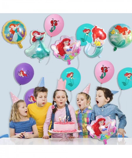 30pcs Little Mermaid Ariel Birthday Party Decorations Mermaid Foil Balloons Latex Balloon for Princess Mermaid Theme Party De...