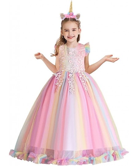 Girls Unicorn Rainbow Birthday Tulle Dress Princess Pageant Dance Gown Christmas Party Halloween Costume w/Headband $54.23 - ...