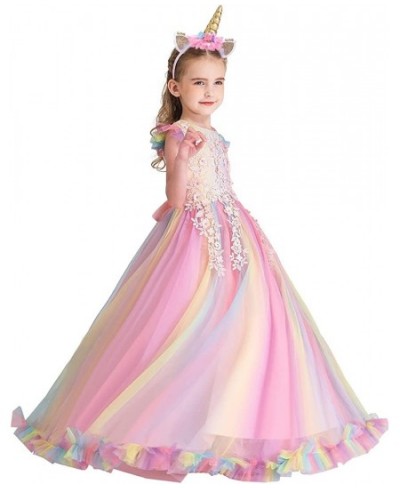 Girls Unicorn Rainbow Birthday Tulle Dress Princess Pageant Dance Gown Christmas Party Halloween Costume w/Headband $54.23 - ...