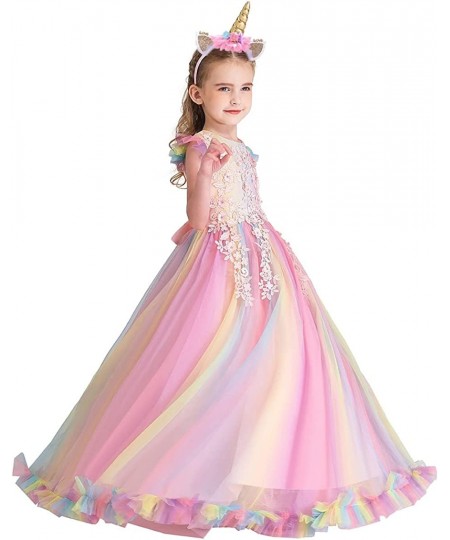 Girls Unicorn Rainbow Birthday Tulle Dress Princess Pageant Dance Gown Christmas Party Halloween Costume w/Headband $54.23 - ...