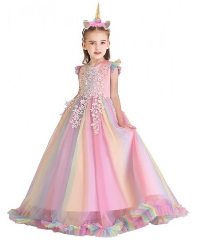 Girls Unicorn Rainbow Birthday Tulle Dress Princess Pageant Dance Gown Christmas Party Halloween Costume w/Headband $54.23 - ...