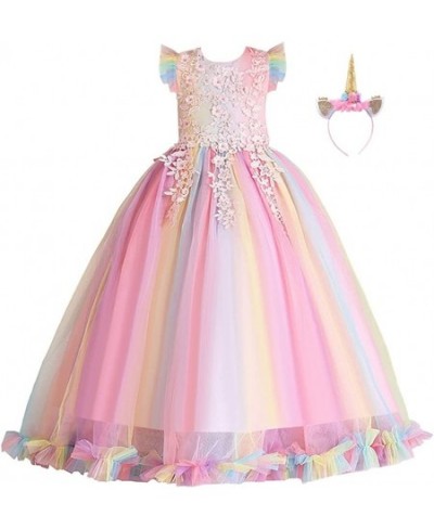 Girls Unicorn Rainbow Birthday Tulle Dress Princess Pageant Dance Gown Christmas Party Halloween Costume w/Headband $54.23 - ...