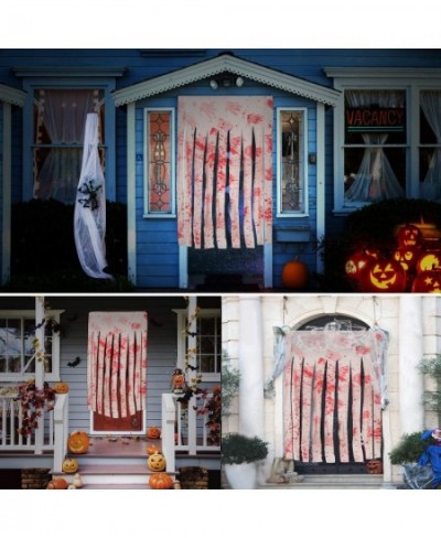 2 Pack Door Curtain Decoration with Bloody Hand Prints Bloody Doorway Curtain Creepy Cloth Haunted House Horror Decoration fo...