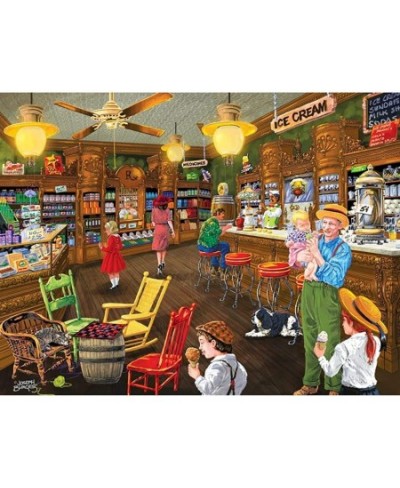 300 Large Piece Jigsaw Puzzle for Adults - Ice Cream's Good Old Days - 300 pc Small Town Store Jigsaw by Artist Joseph Burges...