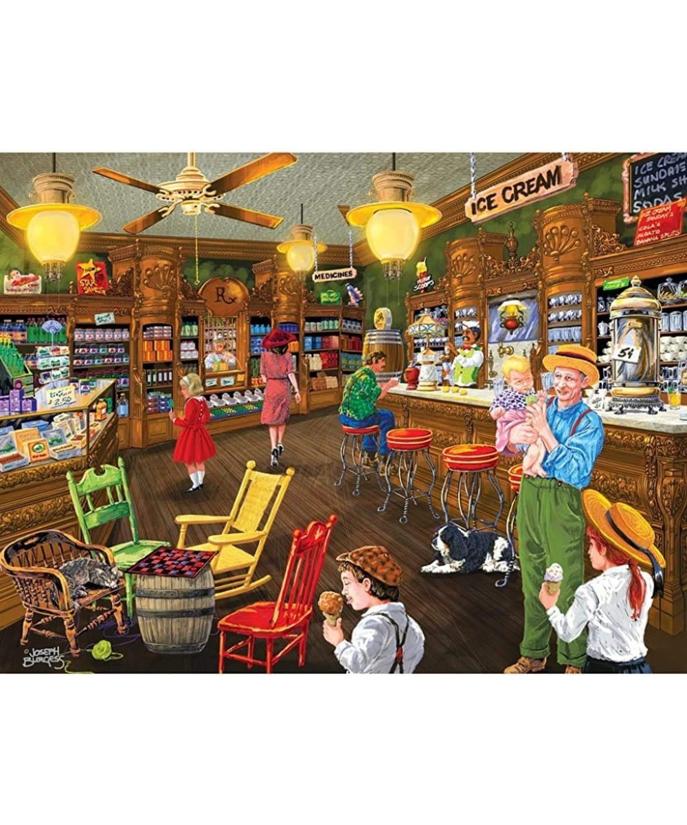 300 Large Piece Jigsaw Puzzle for Adults - Ice Cream's Good Old Days - 300 pc Small Town Store Jigsaw by Artist Joseph Burges...