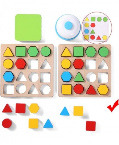 Wooden Puzzles Shape Color Matching Board Games Preschool Educational Montessori Toys for Kids 3 4 5 6 Years Old Boys Girls B...