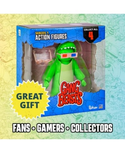 Gang Beasts Action Figures | Green | Collectible Toys. 6.5 Inch Kids Toys | Superhero Toys for Boys & Girls. 4 to Collect | A...