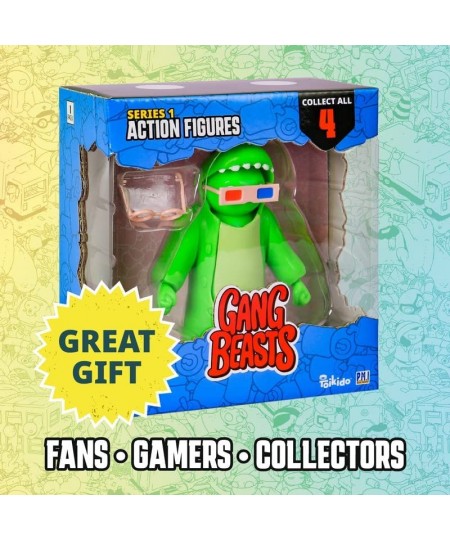 Gang Beasts Action Figures | Green | Collectible Toys. 6.5 Inch Kids Toys | Superhero Toys for Boys & Girls. 4 to Collect | A...