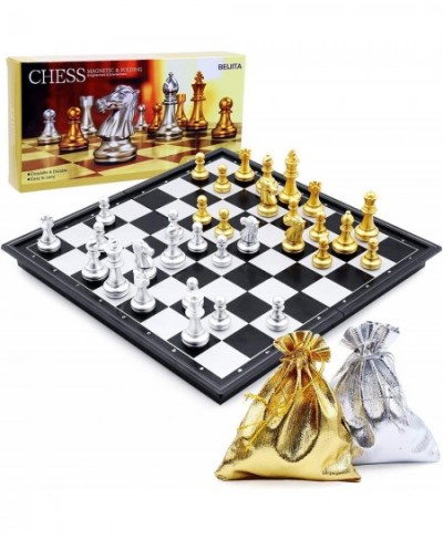 Magnetic Chess Set Folding Chess Board Set 9.84×9.84 Inches Travel Chess Set Portable Chess Board Game with Two Storage Bags ...