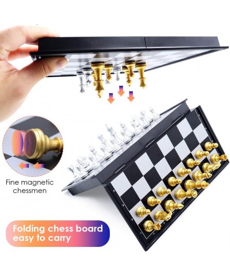 Magnetic Chess Set Folding Chess Board Set 9.84×9.84 Inches Travel Chess Set Portable Chess Board Game with Two Storage Bags ...