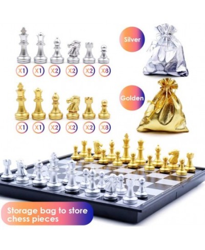 Magnetic Chess Set Folding Chess Board Set 9.84×9.84 Inches Travel Chess Set Portable Chess Board Game with Two Storage Bags ...