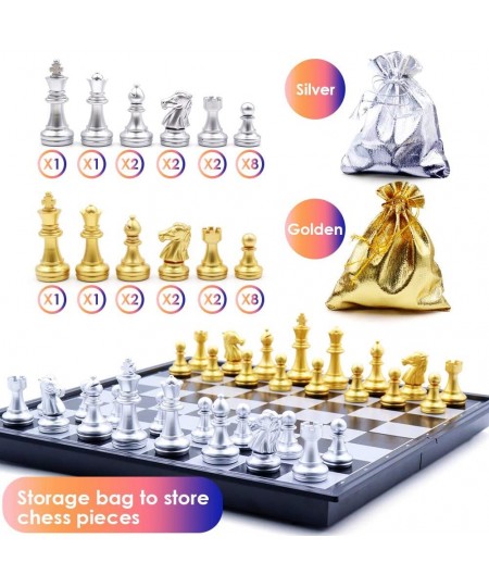 Magnetic Chess Set Folding Chess Board Set 9.84×9.84 Inches Travel Chess Set Portable Chess Board Game with Two Storage Bags ...