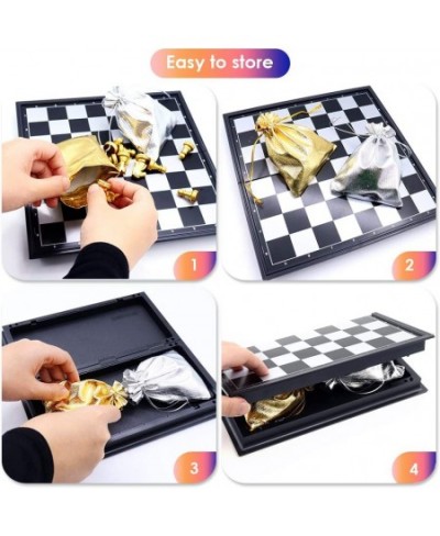 Magnetic Chess Set Folding Chess Board Set 9.84×9.84 Inches Travel Chess Set Portable Chess Board Game with Two Storage Bags ...