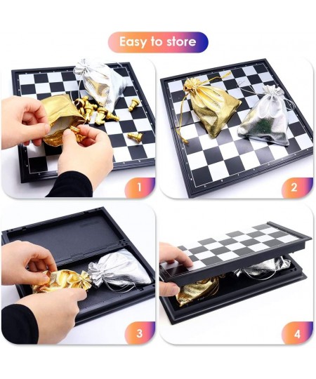 Magnetic Chess Set Folding Chess Board Set 9.84×9.84 Inches Travel Chess Set Portable Chess Board Game with Two Storage Bags ...