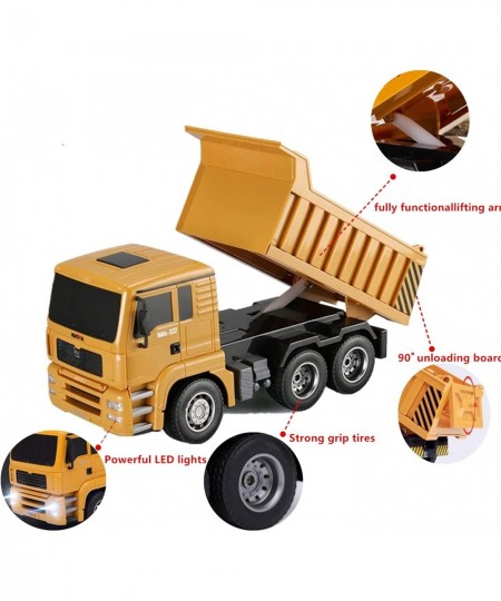 Remote Control Truck 6 Channel 2.4Ghz RC Dump Truck Construction Vehicle Toy with LED Lights and Simulation Sound for Kids 1:...