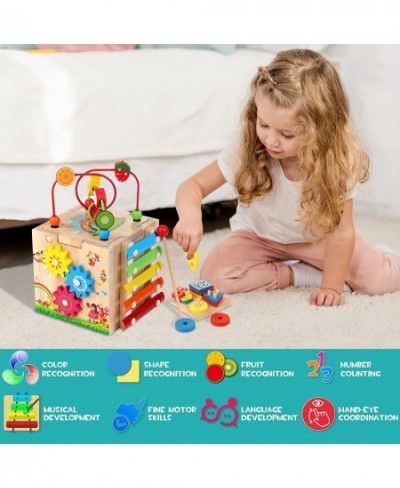 Wooden Kids Baby Activity Cube 8-in-1 Toys Gift Set for 12M+ Boys & Girls Bonus Sorting & Stacking Board Montessori Learning ...