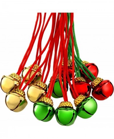 36 Pieces Christmas Bell Necklaces Christmas Holiday Necklaces Bell Necklaces with Ribbons for Holiday Party Accessories Stoc...