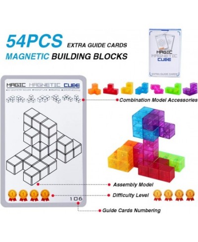 3D Magnetic Building Blocks Magic Magnetic Cubes Set of 7 Multi Shapes Magnetic Blocks with 54 Guide Cards Infinity Puzzle Cu...