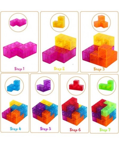 3D Magnetic Building Blocks Magic Magnetic Cubes Set of 7 Multi Shapes Magnetic Blocks with 54 Guide Cards Infinity Puzzle Cu...