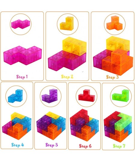 3D Magnetic Building Blocks Magic Magnetic Cubes Set of 7 Multi Shapes Magnetic Blocks with 54 Guide Cards Infinity Puzzle Cu...