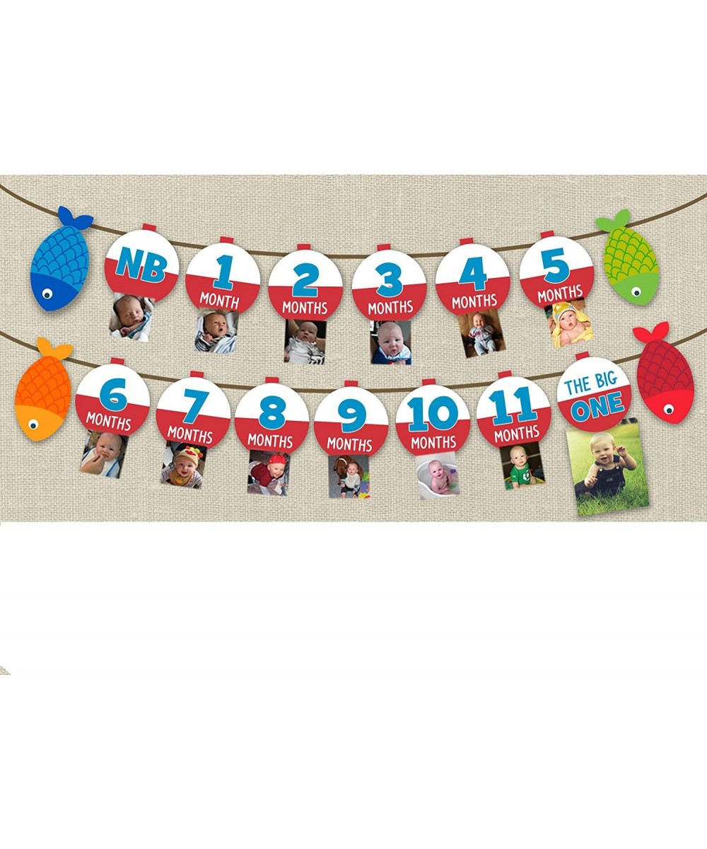 Fishing Milestone Banner Children From Birth to One Year Old Record Photo Banner Set of 1 $16.83 - Kids' Party Decorations