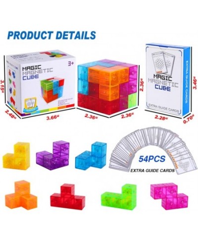 3D Magnetic Building Blocks Magic Magnetic Cubes Set of 7 Multi Shapes Magnetic Blocks with 54 Guide Cards Infinity Puzzle Cu...