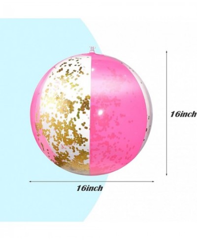 3 Pieces 16 Inch Inflatable Glitter Beach Ball Sequin Beach Ball Confetti Beach Balls Swimming Pool Party Balls Pink Beach Sa...