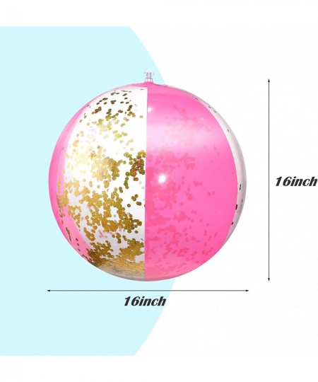 3 Pieces 16 Inch Inflatable Glitter Beach Ball Sequin Beach Ball Confetti Beach Balls Swimming Pool Party Balls Pink Beach Sa...