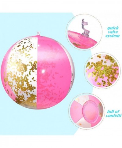 3 Pieces 16 Inch Inflatable Glitter Beach Ball Sequin Beach Ball Confetti Beach Balls Swimming Pool Party Balls Pink Beach Sa...