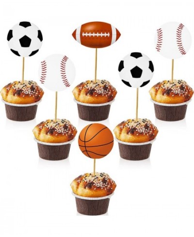 48 Pieces Sports Cupcake Toppers Baseball Cupcake Picks Basketball Toothpicks Soccer Ball Football Cake Decor for Boys Men Bi...