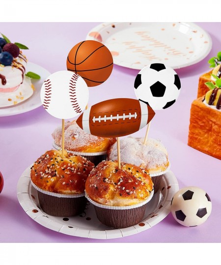 48 Pieces Sports Cupcake Toppers Baseball Cupcake Picks Basketball Toothpicks Soccer Ball Football Cake Decor for Boys Men Bi...