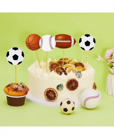 48 Pieces Sports Cupcake Toppers Baseball Cupcake Picks Basketball Toothpicks Soccer Ball Football Cake Decor for Boys Men Bi...