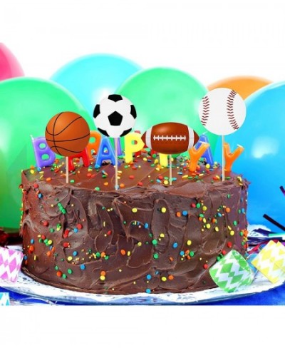 48 Pieces Sports Cupcake Toppers Baseball Cupcake Picks Basketball Toothpicks Soccer Ball Football Cake Decor for Boys Men Bi...