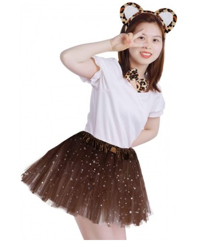 Leopard Costume Set Leopard Ears Headband Tail Bowtie Star Sequined Tutu Animal Fancy Costume Kit for Kids Cosplay Halloween ...