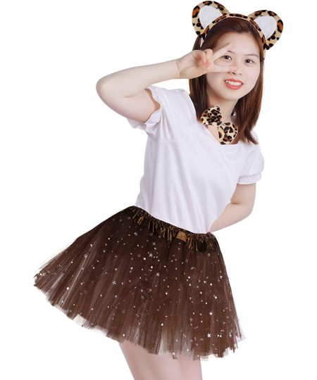 Leopard Costume Set Leopard Ears Headband Tail Bowtie Star Sequined Tutu Animal Fancy Costume Kit for Kids Cosplay Halloween ...