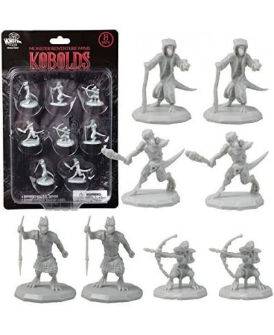 8 Unpainted Fantasy Kobold Mini Figures- All Unique Designs- 1" Hex-Sized Compatible with DND Dungeons and Dragons & Pathfind...