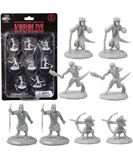 8 Unpainted Fantasy Kobold Mini Figures- All Unique Designs- 1" Hex-Sized Compatible with DND Dungeons and Dragons & Pathfind...