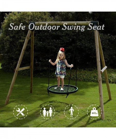 40" Spider Web Swing Kids Round Web Swing Great for Tree Swing Set Backyard Playground 70" Detachable Nylon Rope Swivel (Gree...