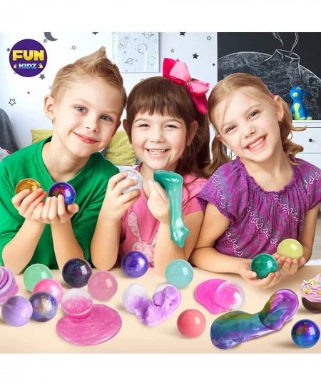 25 Variety Slime Balls Party Favors FunKidz Bulk Premade Soft Small Slime Toys Gifts for Kids Girls Boys Includes Galaxy Fluf...