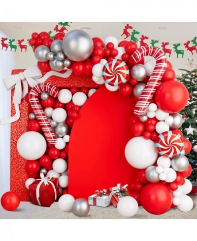 Christmas Balloon Garland Arch Kit 160PCS Silver Red White Balloons Candy Balloons Gift Box Balloons for Christmas Party Deco...