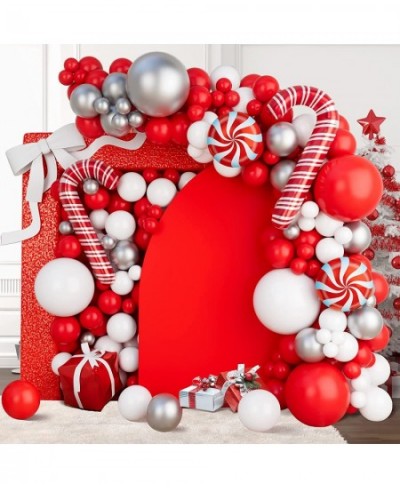 Christmas Balloon Garland Arch Kit 160PCS Silver Red White Balloons Candy Balloons Gift Box Balloons for Christmas Party Deco...