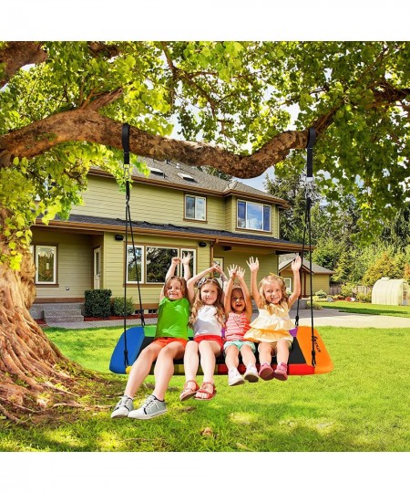 700LBS 60 Inch Giant Platform Tree Swing for Kids and Adults Indoor Outdoor Adjustable Rectangle Swing w/ 2 Hanging Straps & ...