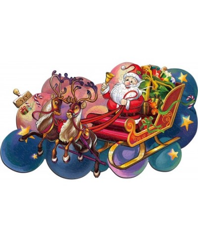 Wooden Puzzles Jigsaw Santa Sleigh Puzzle for Adults and Kids Unique Jigsaw Pieces Fun Challenging Christmas Puzzles Gifts Pe...