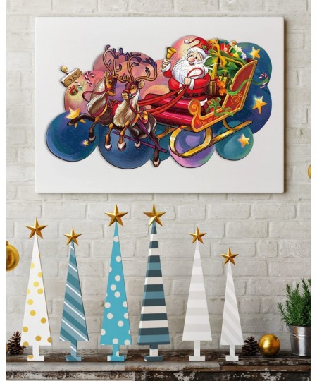 Wooden Puzzles Jigsaw Santa Sleigh Puzzle for Adults and Kids Unique Jigsaw Pieces Fun Challenging Christmas Puzzles Gifts Pe...