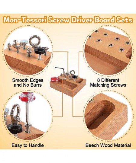 Mon-Tessori Screw Driver Board Sets- Wooden Learning Sensory Bin Toys Preschool Materials- Fine Motor Skills Toys for 3 4 5 6...